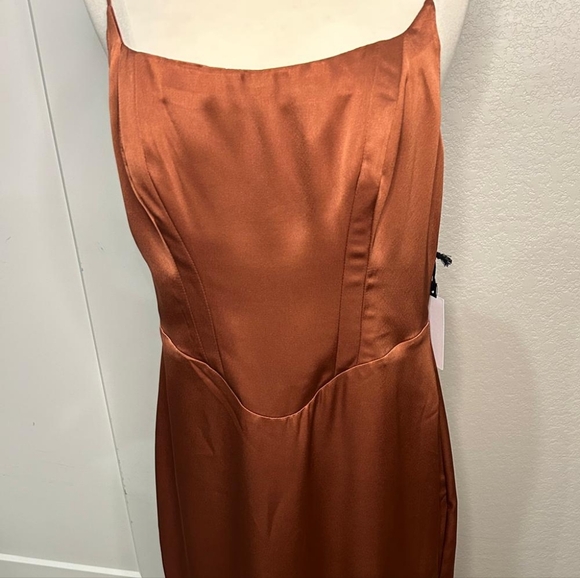 ASTR Long Copper Satin Dress - Picture 6 of 12